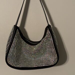 Call it Spring black rhinestone embellished shoulder bag